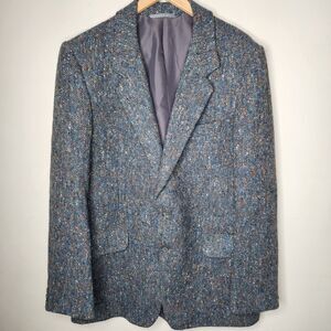 Vintage Donegal Tweed Blazer Mens 44L Wool Gray Fleck Sport Coat Ireland